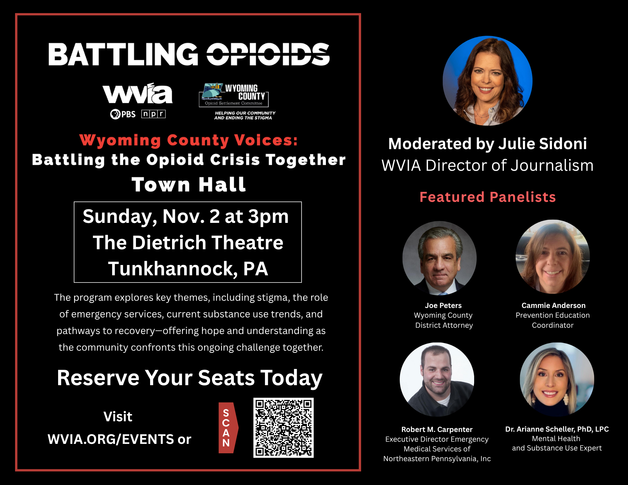 WVIA Town Hall Flyer - Battling the Opioid Crisis Together